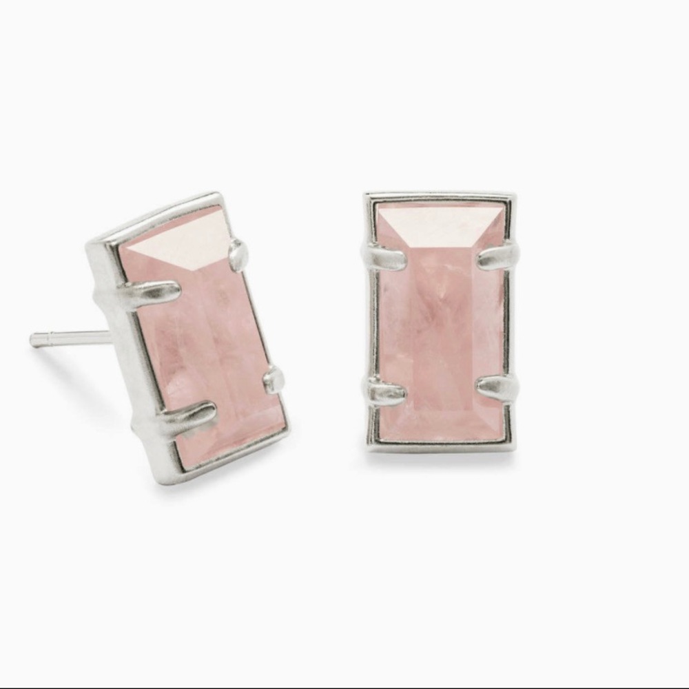Kendra Scott Paola std earrings rose quartz silver
